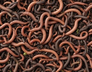 Obraz premium Compost pile with earthworms on a white background, ecological balance, compost, nutrient cycle