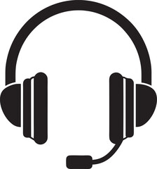 Print
Headphones black silhouette vector, isolated on white background. Vector illustration.