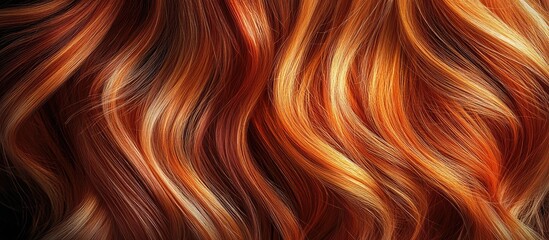 Vibrant copper and orange balayage hair showcasing artistic expression with highlights and a space for text integration in design projects