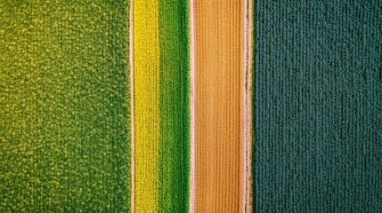 Fototapeta premium Aerial View of Vibrant Agricultural Fields Showcasing the Transition from Winter to Spring with Striking Color Gradients