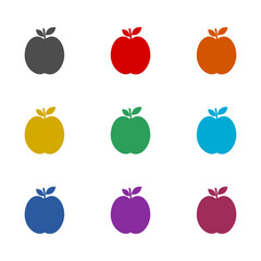 Apple fruit  icon isolated on white background. Set icons colorful