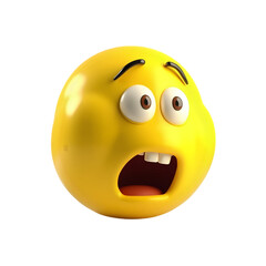 3D cartoon emoji with a scared expression