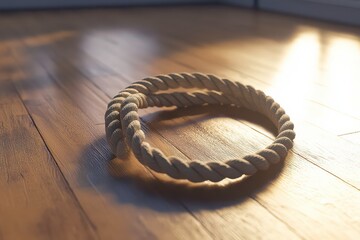 Resting Skipping Rope on Polished Floor with Soft Lighting