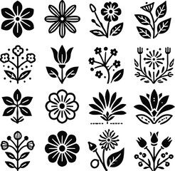 simple flower icons. incredible flower icons art. simple flower vector silhouette art black and white .