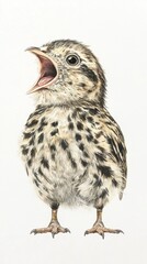 Obraz premium Chirping chick in white background wildlife nature scene close-up view vibrant colors
