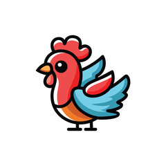 cute colorful cartoon chicken bird