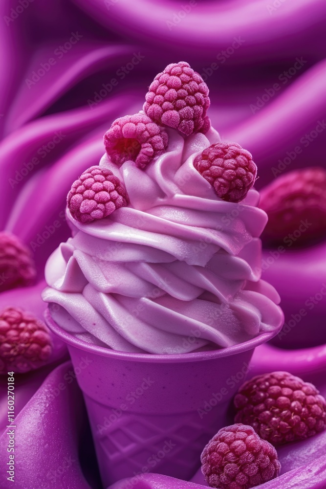 Wall mural Ice Cream with Raspberries