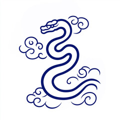 Obraz premium Snake illustration suitable for New Year's card in 2025, blue snake, Chinese zodiac, 12 zodiac, Year of the snake, New Year's card, Season's card, blue snake, Korea, Japan
