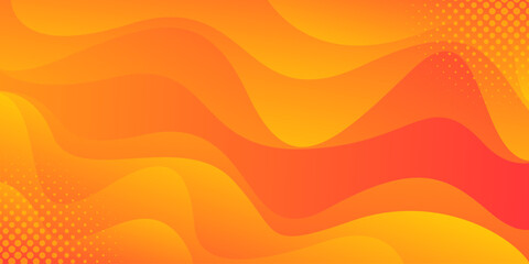Abstract orange gradient liquid wave background with halftone. Modern wallpaper. Suitable for sales banners, templates, posters, business ads, events, web pages and others