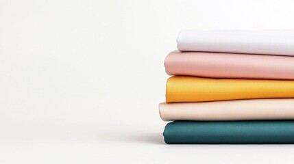Fototapeta premium Soft Textiles Stack in Pastel Shades on a Neutral Background