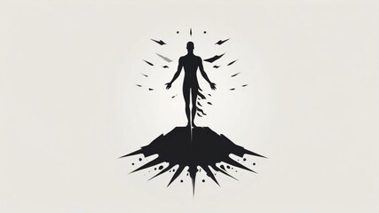 Creative black silhouette of a figure emerging from a dynamic splash design