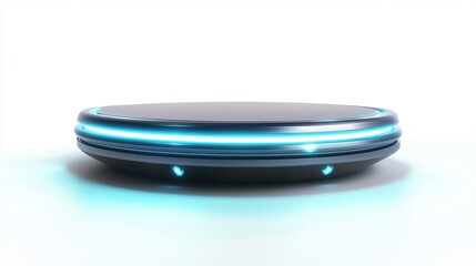 A sleek, high-tech disc with glowing blue lights, designed for modern aesthetics and futuristic applications.