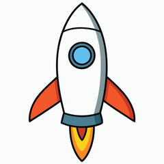 Rocket flat style vector isolated illustration white background