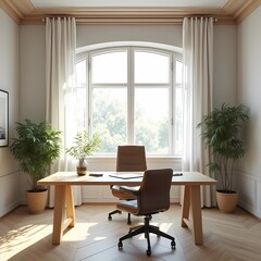 Brightly lit Modern home office interior