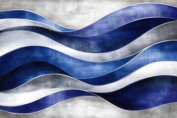 Abstract Blue White Gray Wave Pattern Design
