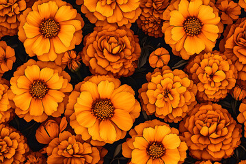 orange marigold pattern background for Dia de los muertos