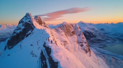 Obraz premium Majestic Sunset Hike on Lofoten Islands