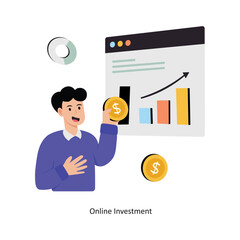 Online Investment concept vector illustration. Marketing & Strategy isolated On white Background.                      