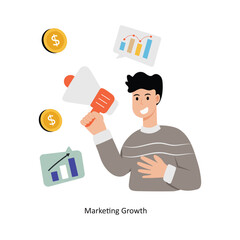 Marketing Growth  concept vector illustration. Marketing & Strategy isolated On white Background.                     