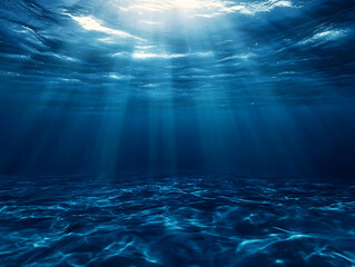 Sunlight Filtering Through Ocean Water Creating Mesmerizing Underwater Rays and Peaceful Ambiente : Generative AI