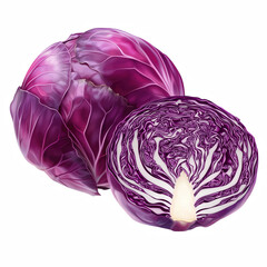 Obraz premium Realistic purple cabbage isolated on transparent background Generative Ai.