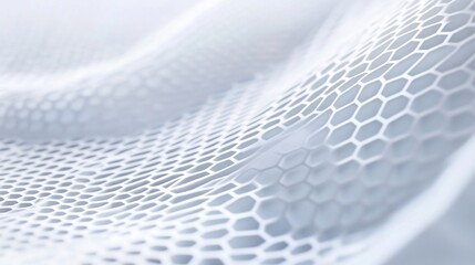 Abstract white hexagonal mesh wave background.
