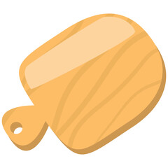 Wooden cutting board with handle and visible wood grain, featuring a hole in the handle for hanging. Essential kitchen tool for chopping and food preparation