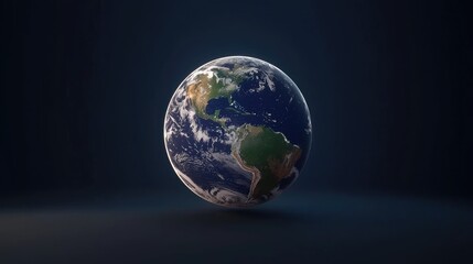 Fototapeta premium Global perspective earth rotating in space digital art dark environment wide viewpoint cosmic concept