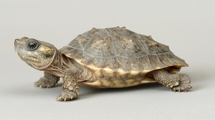 Obraz premium Turtle walking on surface indoor studio animal photography natural habitat side view wildlife concept