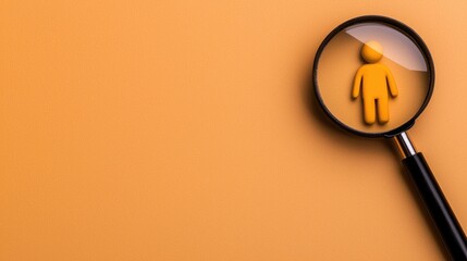 Analyzing human figures through magnifying glass studio photography minimalist close-up perception concept