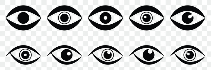 Eye icon vector isolated on transparent background. eye line icon set of vector. Eye icon.