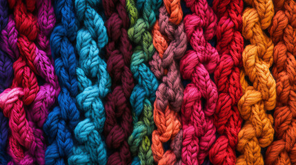 Knitted fabric with a pattern. Close up of Knitted wool sweater material