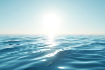Obraz premium Calm ocean waves reflecting bright sunlight create serene atmosp