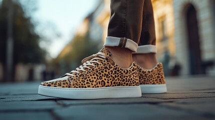 Leopard print shoes close-up