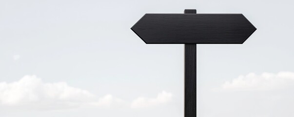 A blank directional sign stands against a cloudy sky, symbolizing choices and the journey ahead.