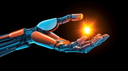 Futuristic Robotic Hand Holding a Glowing Sphere