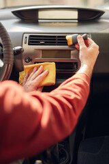 Cleaning ordinary dusty car interior and ventilation.