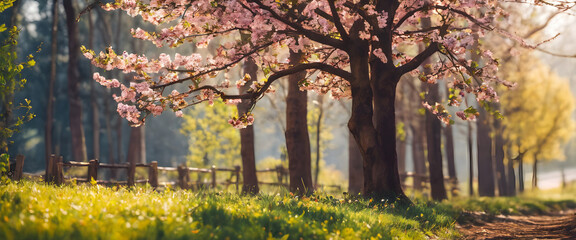 beautiful spring scenery with wild flowers