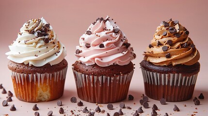 Cup cakes with whipped cream. Delicious cup cake isolated