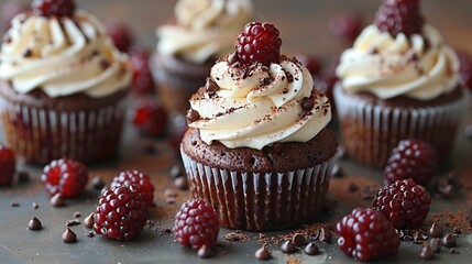 Cup cakes with whipped cream. Delicious cup cakes