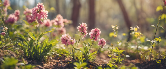 beautiful spring scenery with wild flowers
