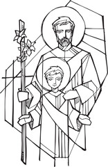 Saint Joseph and Child Jesus drawing