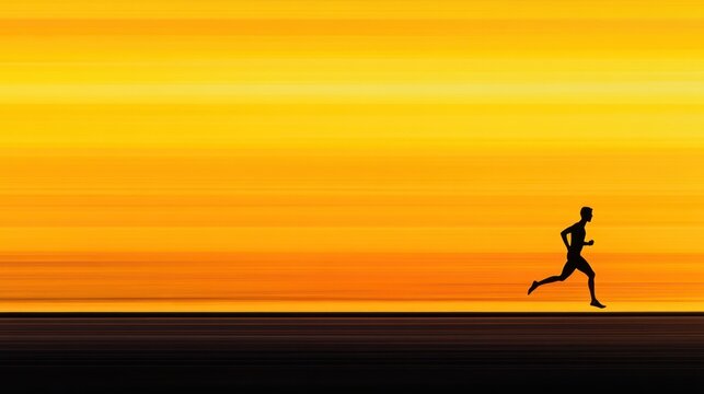 Silhouette of a runner at sunset.