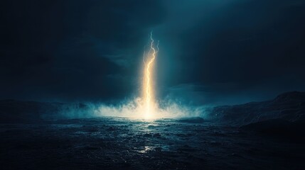 Lightning strike over water