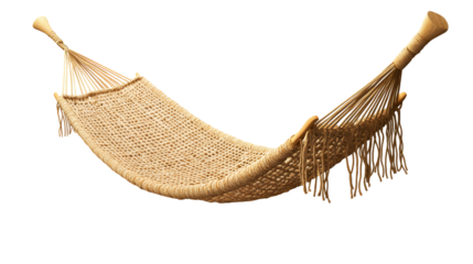 Handwoven Beige Hammock, Relaxing Rope Swing, Woven, Natural Fiber, Bohemian, Summer Vacation, Beach