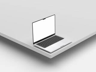 Laptop screen mockup with white background