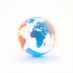 A blue and orange globe with white lines on it