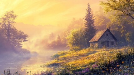 Misty Morning in the Countryside