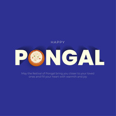 Happy Pongal Festival Post and Greeting Card. Tamil Harvest Festival Pongal Celebration Background Vector Illustration