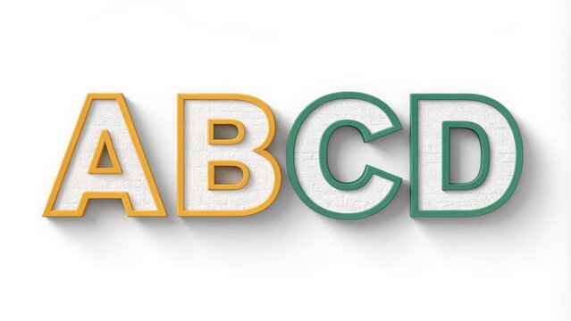 Vibrant alphabet letters abcd with textured background